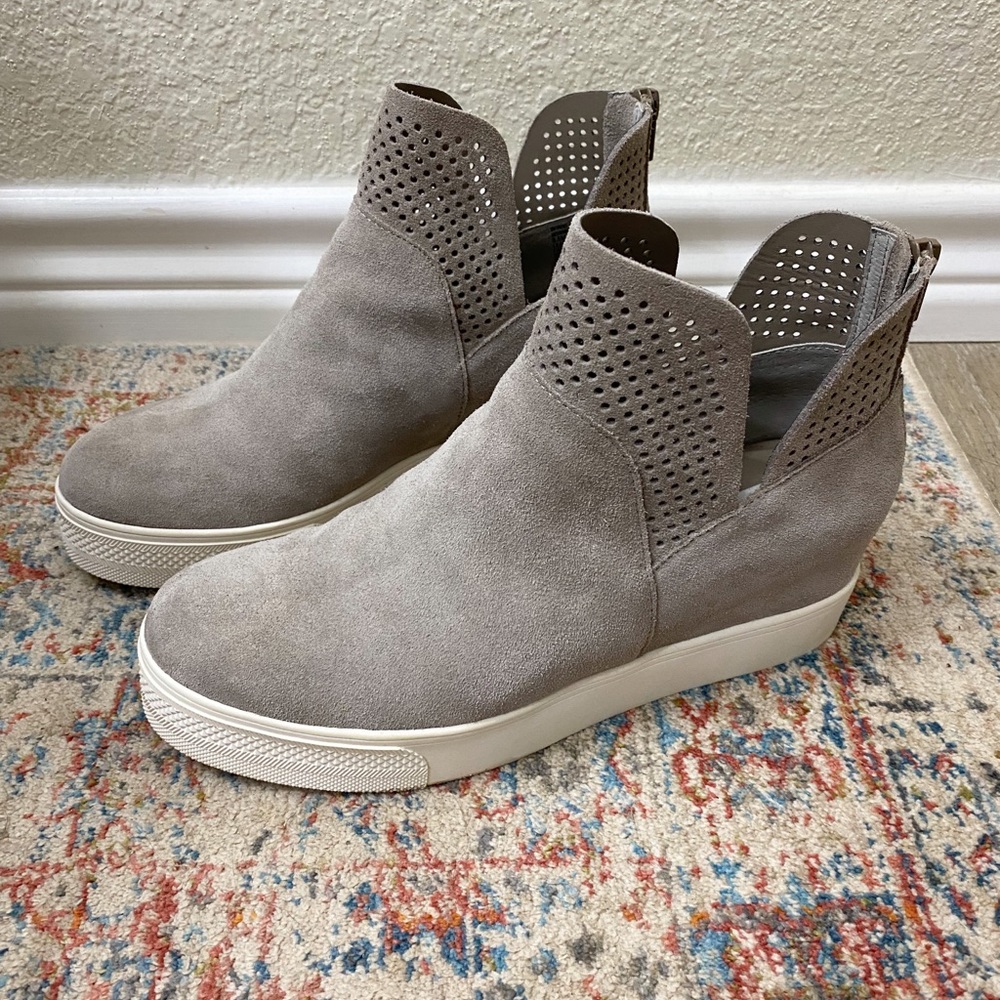 Gray suede booties sneakers
